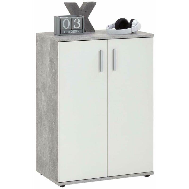 

FMD Armario/baúl con 2 puertas blanco y gris