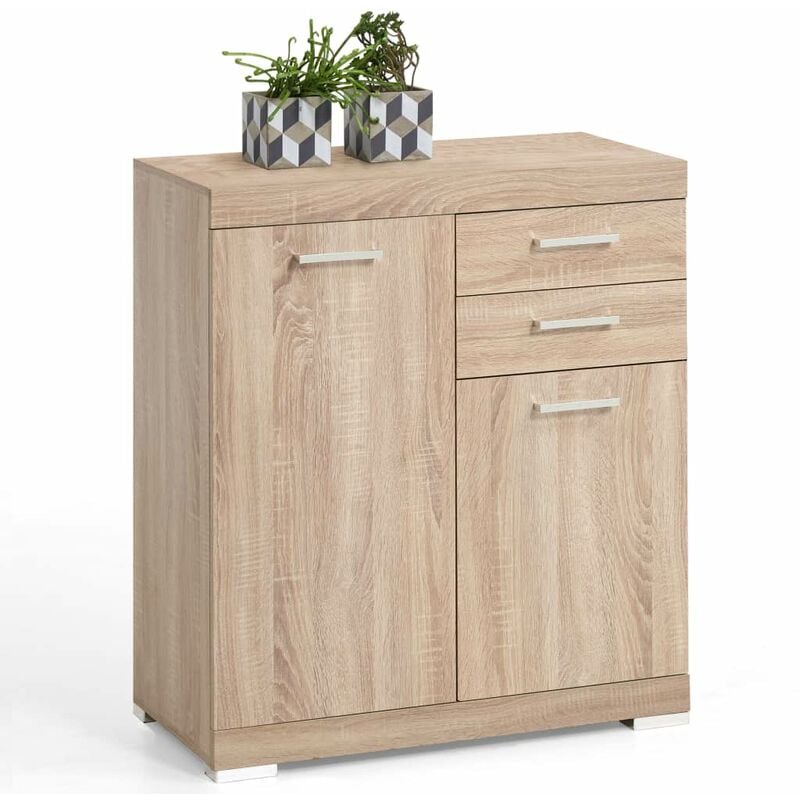 

Cómoda de 2 Puertas y 2 Cajones 80x34,9x89,9 cm Roble - Beige - FMD