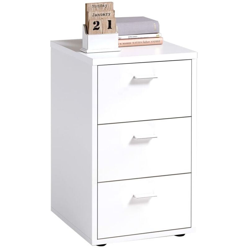 Bedside Cabinet with 3 Drawers White FMD