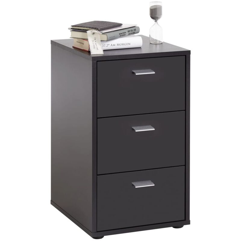 Bedside Cabinet with 3 Drawers Black FMD