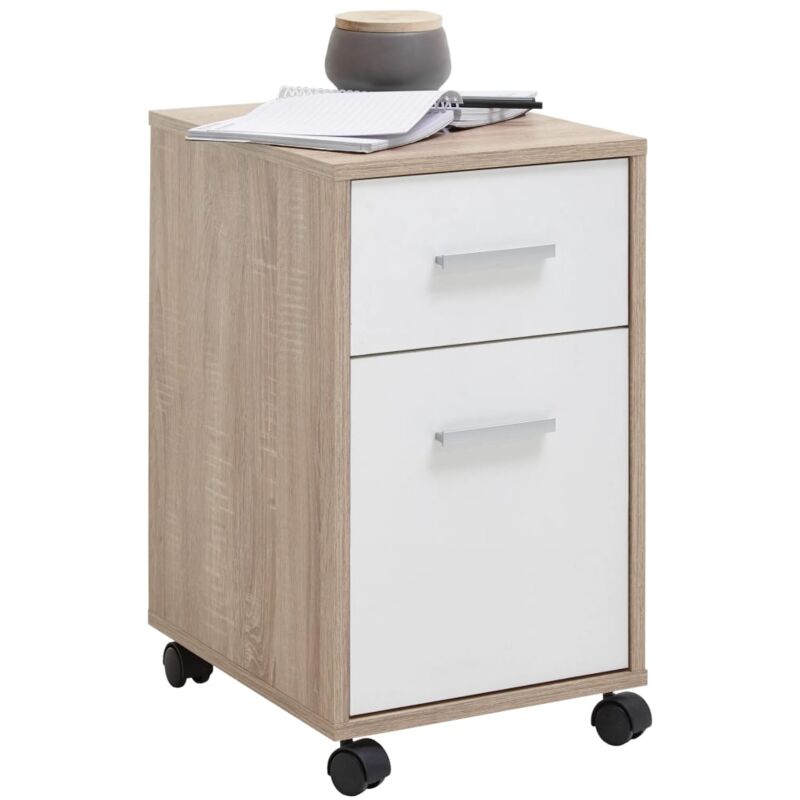 

FMD Cajonera móvil color roble y blanco - Blanco