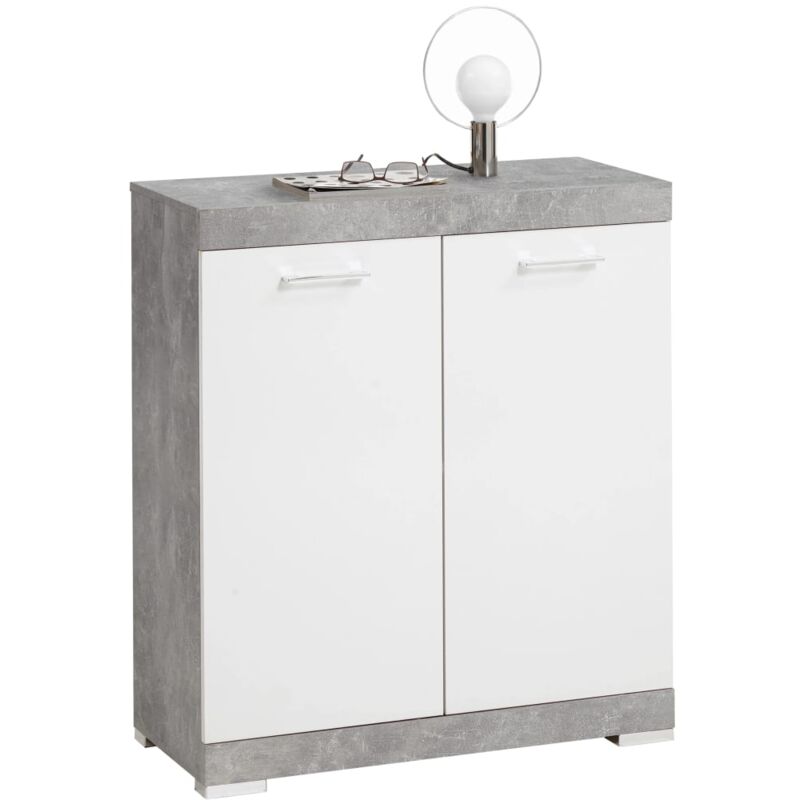 

Cómoda con 2 Puertas 80x34,9x89,9 cm Color Hormigón y Blanco - Blanco - FMD