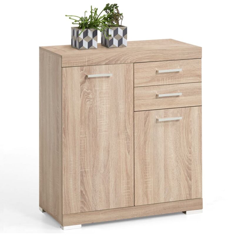 

Cómoda de 2 Puertas y 2 Cajones 80x34,9x89,9 cm Color Roble - Beige - FMD