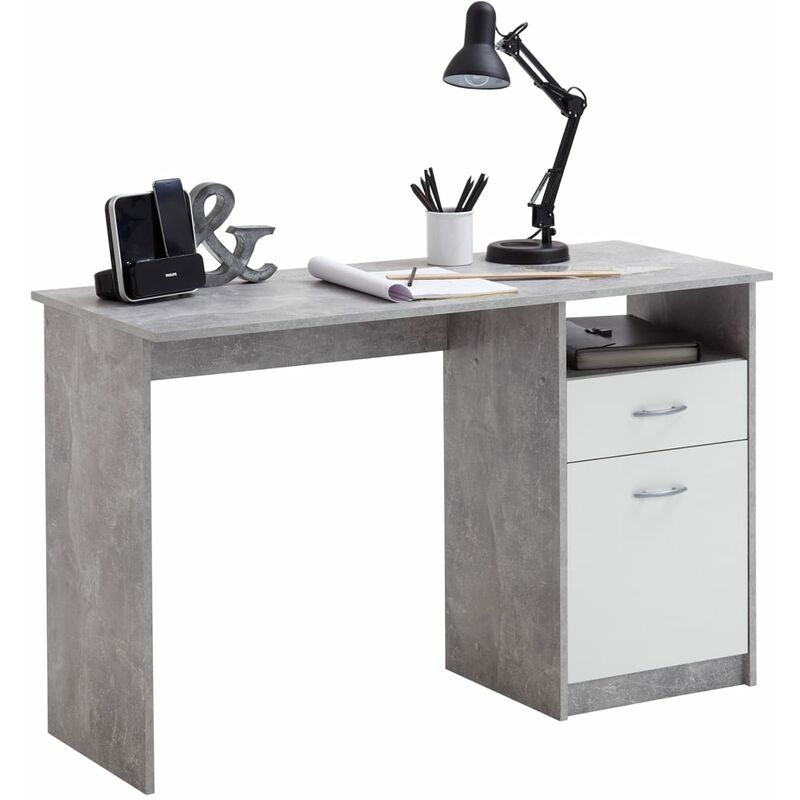 

FMD Escritorio con 1 Cajón 123x50x76,5 cm Color Hormigón y Blanco - Gris