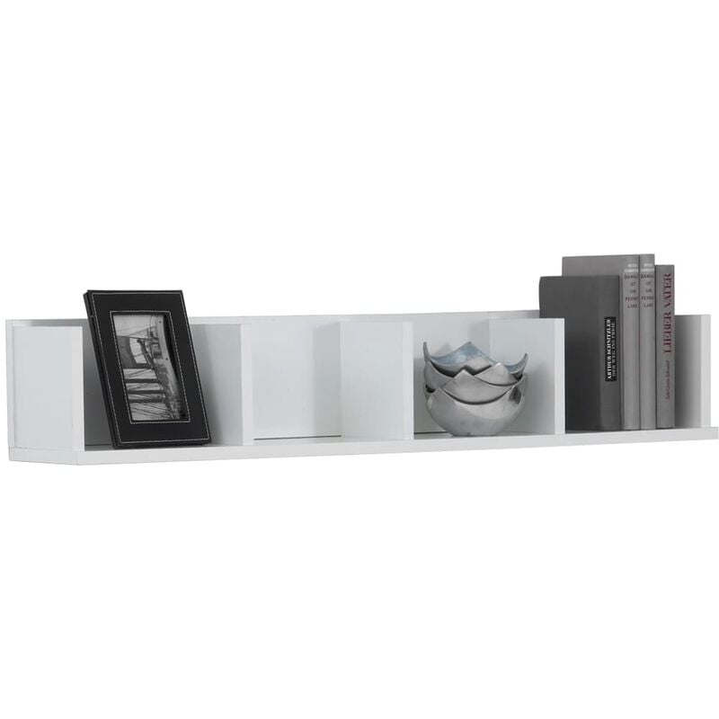 

FMD Estante de pared con 4 compartimentos blanco 92x17x16,5 cm