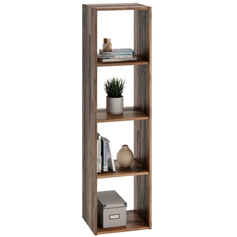 

FMD Estantería con 4 compartimentos color madera envejecida