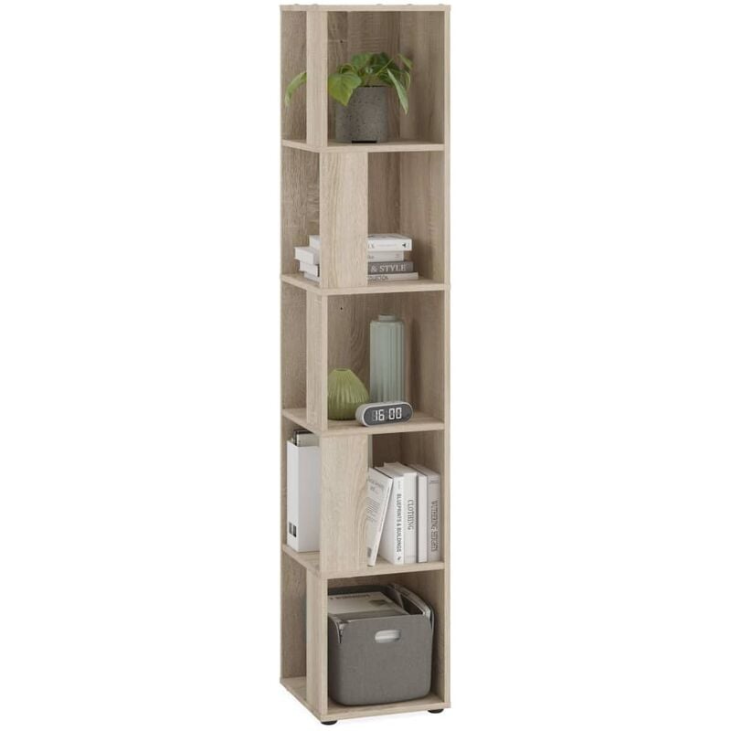 

FMD Estantería de esquina con 10 compartimentos laterales roble Sonoma