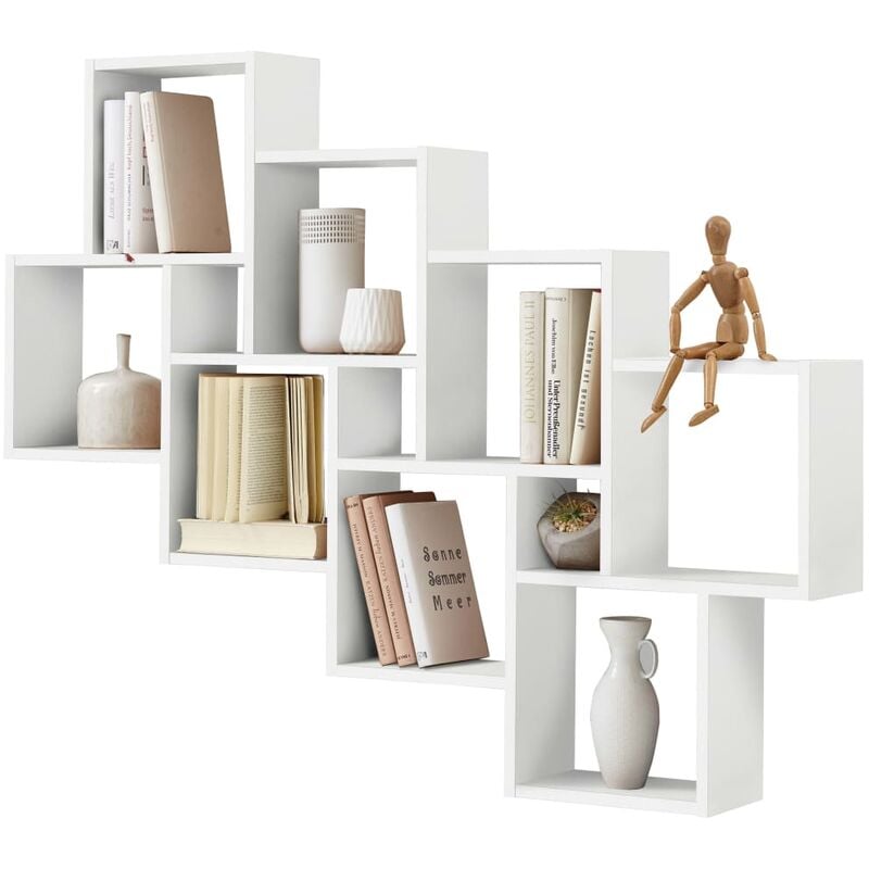 

FMD Estantería de pared con 11 compartimentos blanca