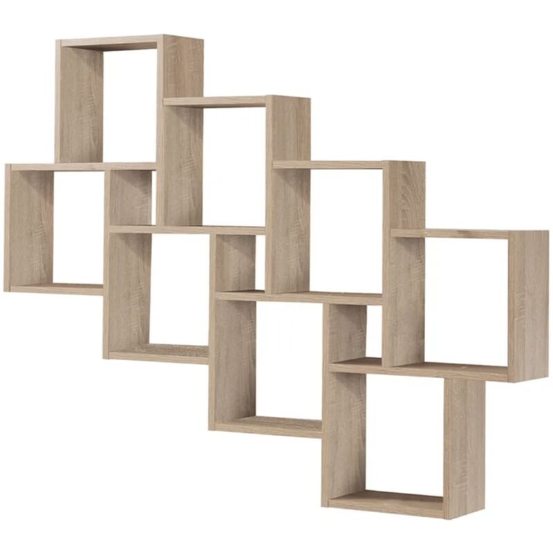 

FMD Estantería de Pared con 11 Compartimentos Color Roble - Beige