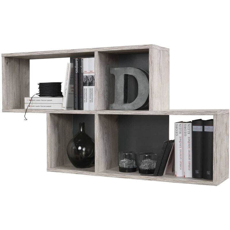 

FMD Estantería de pared con 4 compartimentos color roble arena