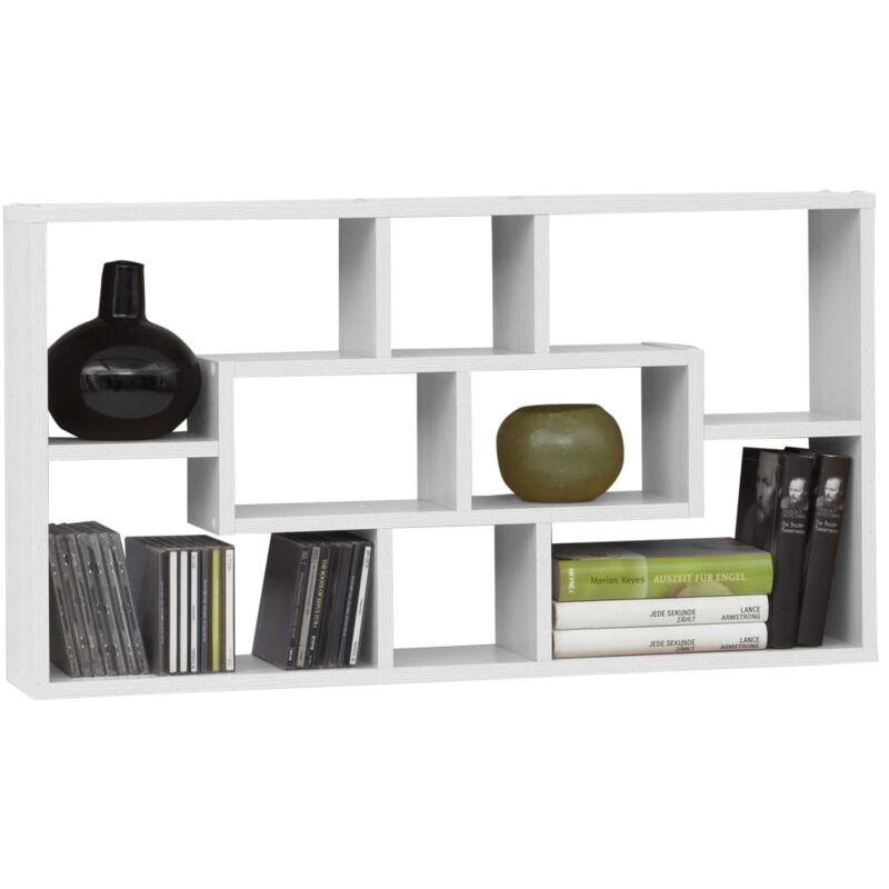 

FMD Estantería de Pared Rectangular 8 Compartimentos Blanca - Blanco