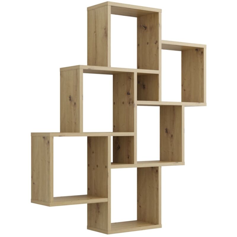 

FMD Estantería de Pared con 8 Compartimentos Color Roble Artesanal - Beige