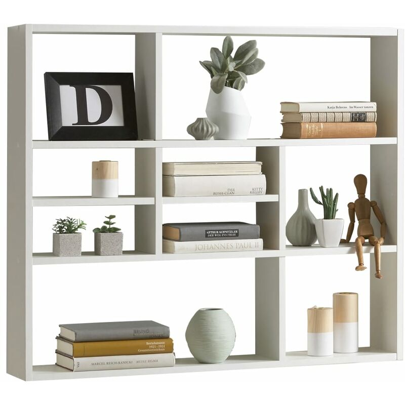 

FMD Estantería de pared con 9 compartimentos blanco