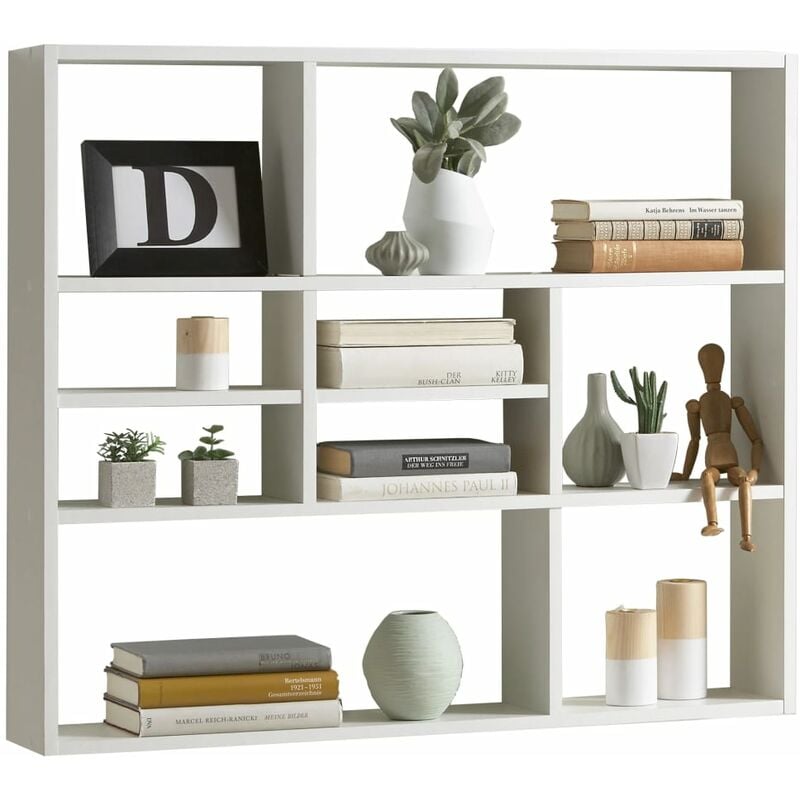 

FMD Estantería de Pared con 9 Compartimentos Blanco - Blanco