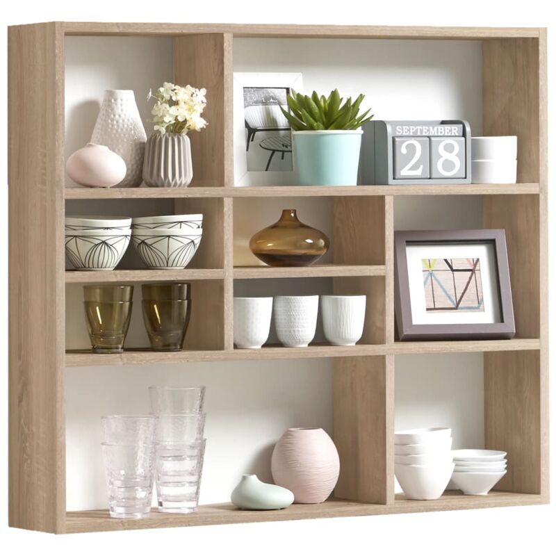 

FMD Estantería de Pared con 9 Compartimentos Color Roble - Marrón