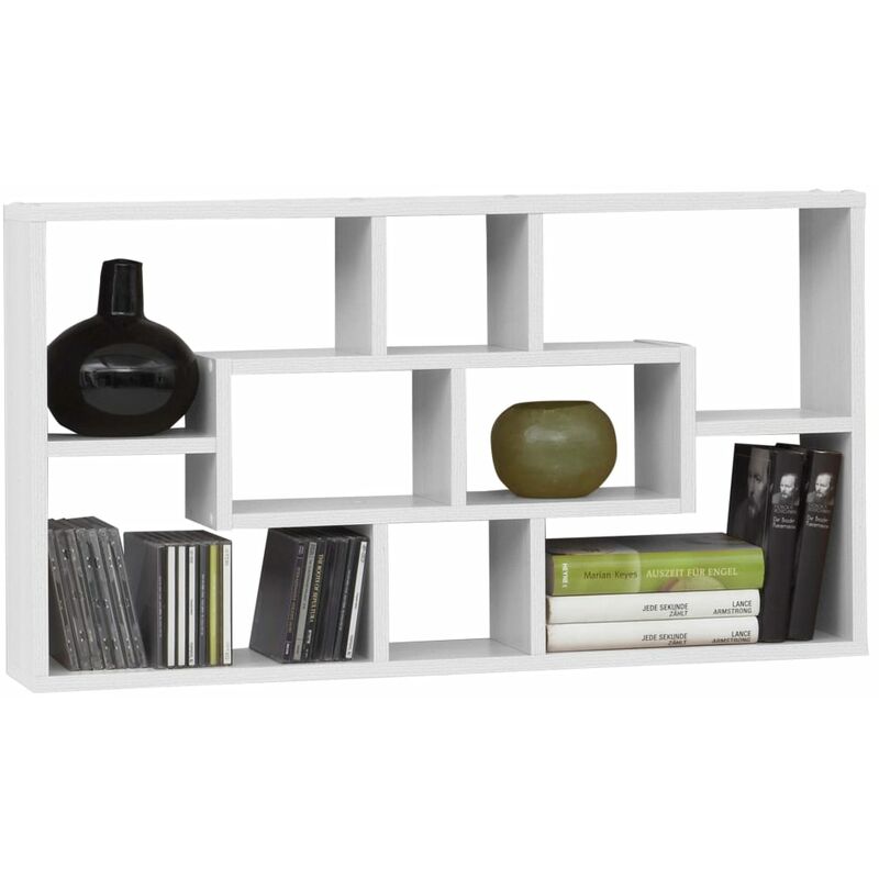 

FMD Estantería de pared rectangular con 8 compartimentos blanca
