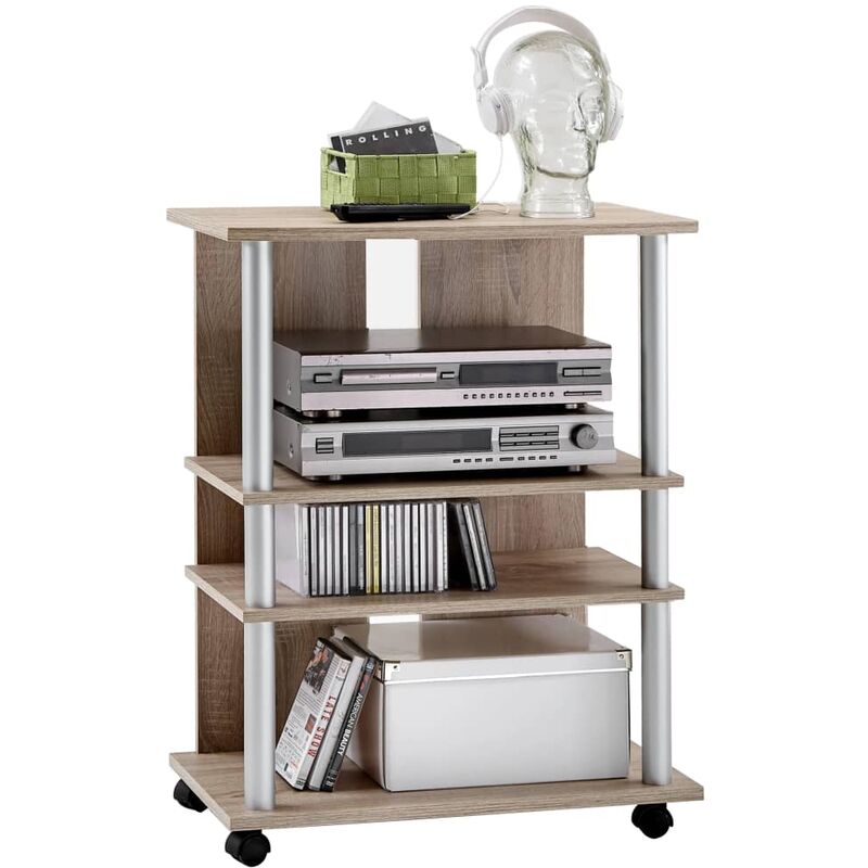 

FMD Estantería de TV/equipo música 3 compartimentos roble 65x40x79,2cm - Beige