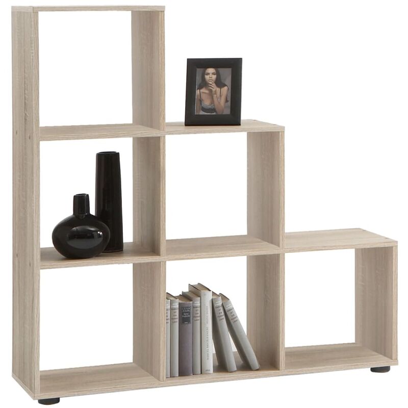 

FMD Estantería/divisor de espacios con 6 compartimentos color roble - Beige
