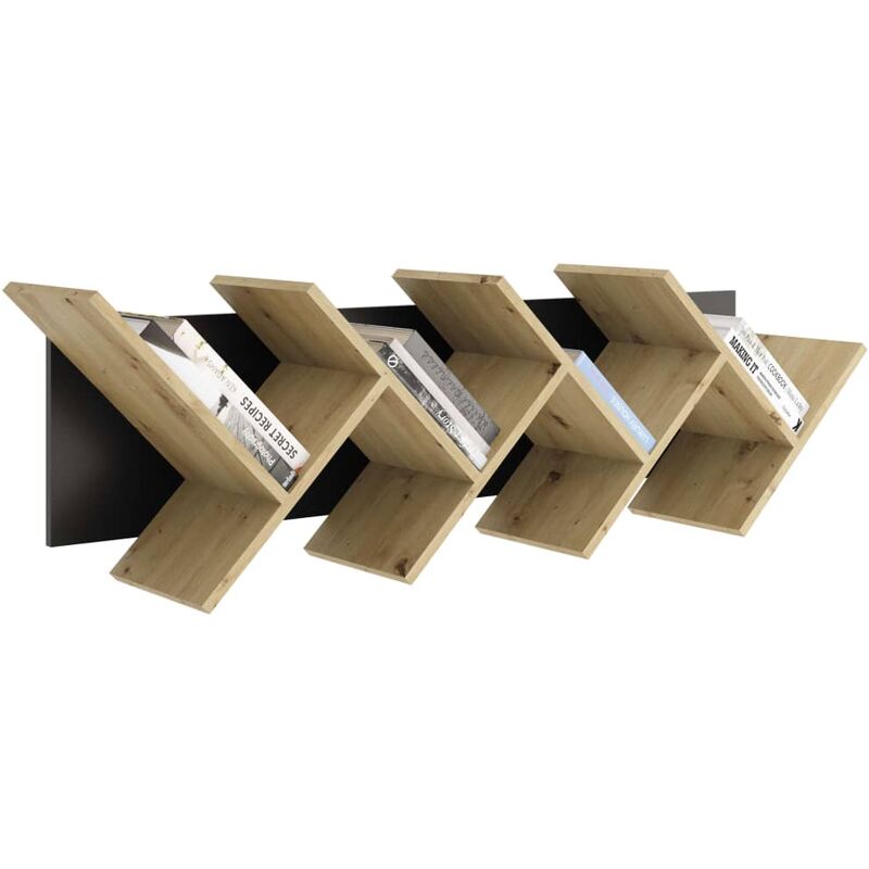 

FMD Estantería geométrica para pared color roble y negro