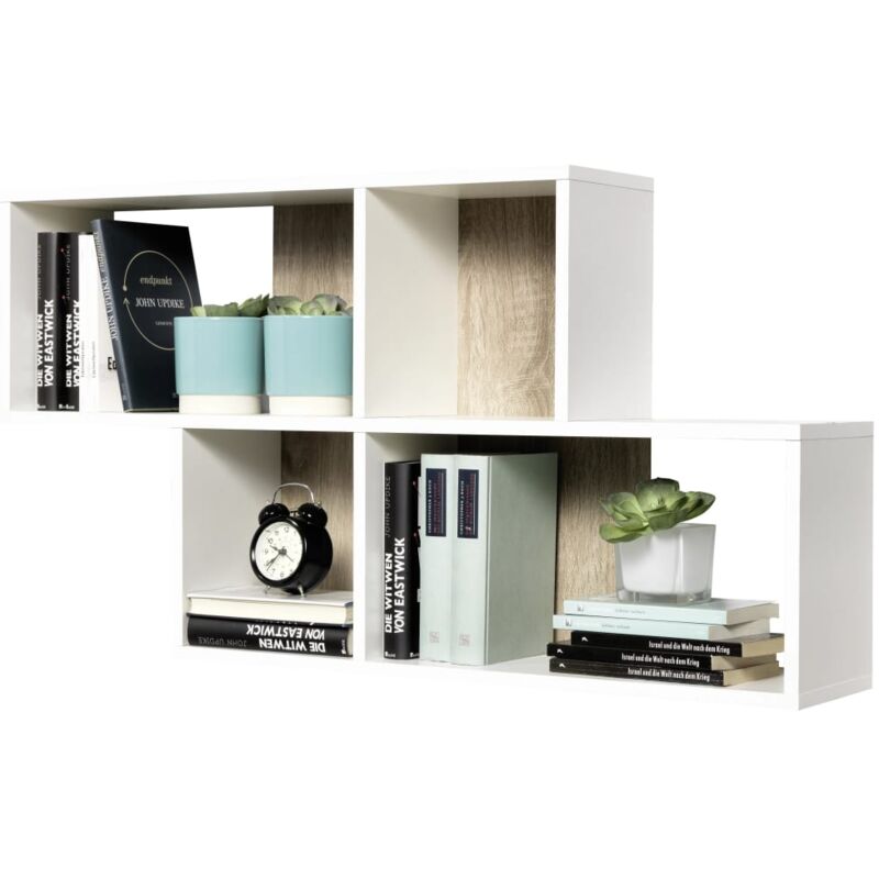 

FMD Estantería de Pared con 4 Compartimentos Blanco - Blanco