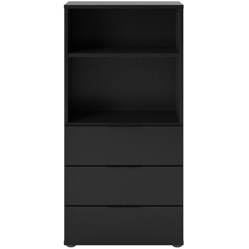 Kommode 3 Schubladen Und Offene Fächer Schwarz Fmd
