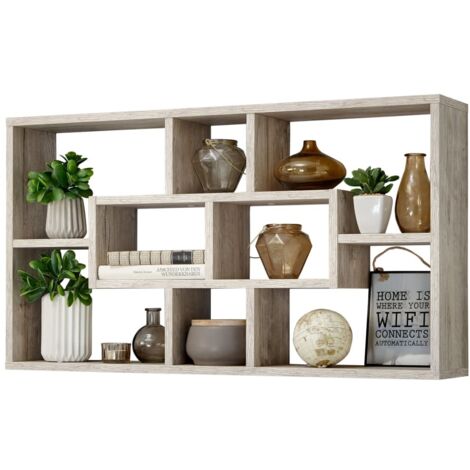 FMD Liberty F6 Libreria a Muro, 85x16x47.5 h cm, Rovere Chiaro, Nobilitato, sand oak, legno