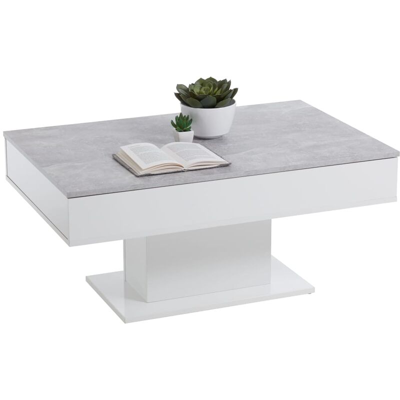 

FMD Mesa de centro gris hormigón y blanco