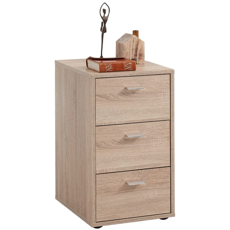 

FMD Mesita de Noche con 3 Cajones Color Roble - Beige