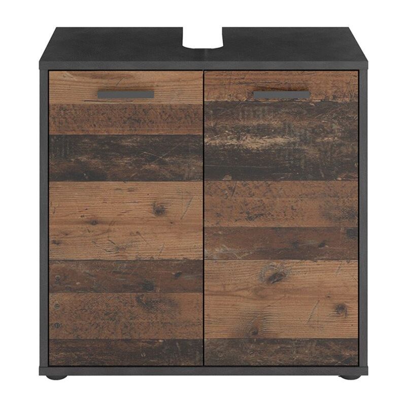 FMD - calicosy - Meuble Sous Vasque 2 Portes effet Chêne L60 x H59cm - Madoc