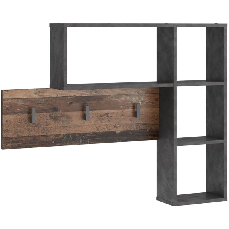 

Perchero de pared 4 compartimentos abiertos gris marrón oscuro - Antracita - FMD