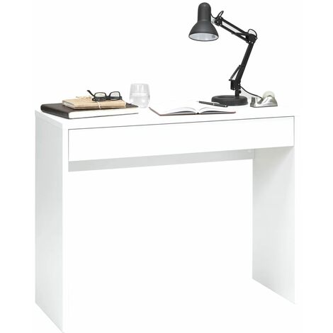 FMD Scrivania con Cassetto Grande 100x40x80 cm - Mobile porta PC da Ufficio MODERNA - Bianco NEW 9538 - Nero