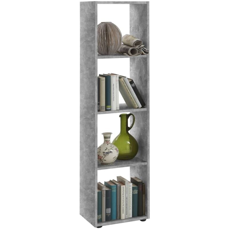 FMD - Standing Shelf with 4 Compartments Concrete Grey