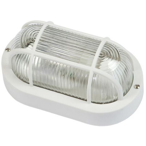 Fme art 62.702 plafoniera lampada ovale con griglia E27 bianca per lampade fino a 60W