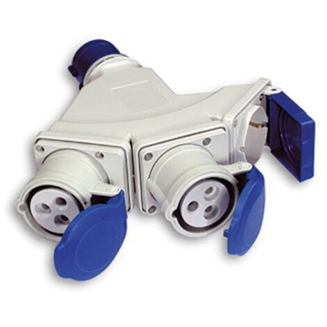 Fme art 73.122 adattatore multiplo triplo a 2 prese 2P+T 16A CEE blu IP44