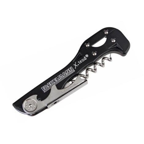 FMprofessional Cavatappi X-tend dotato di Leva e Taglia Cartine, corpo in plastica, spirale in acciaio inox, ca 132x40 mm, 79x227 mm, appendibile Uso professionale