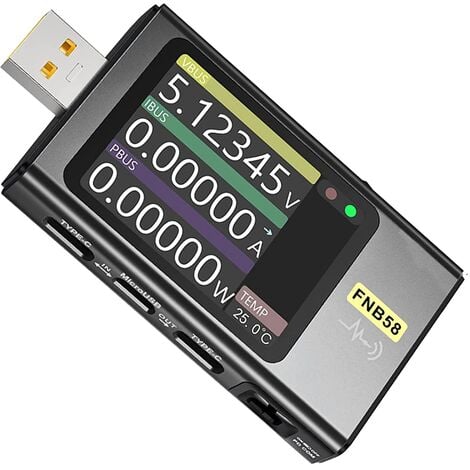 FNB58 Testeur USB, Testeur de de VoltmèTre NuméRique USB Type-C Protocole  de Charge PD DéTection de DéClenchement Max 7A