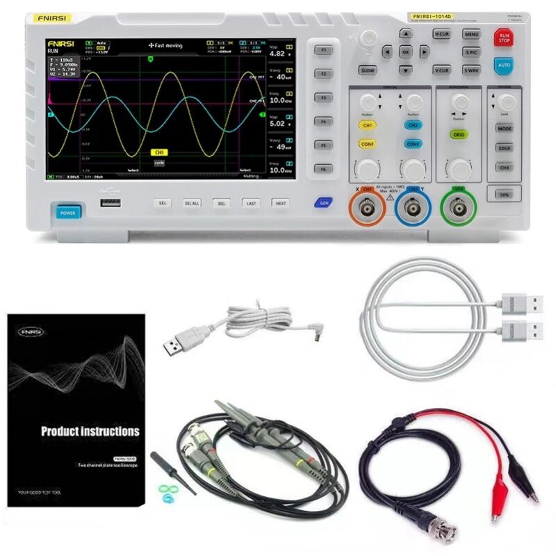 Dmtool - FNIRSI-1014D Oscilloscope 7 pouces tft Écran d'affichage lcd Oscilloscope 2 en 1 Oscilloscope de stockage à deux canaux d'entrée Générateur