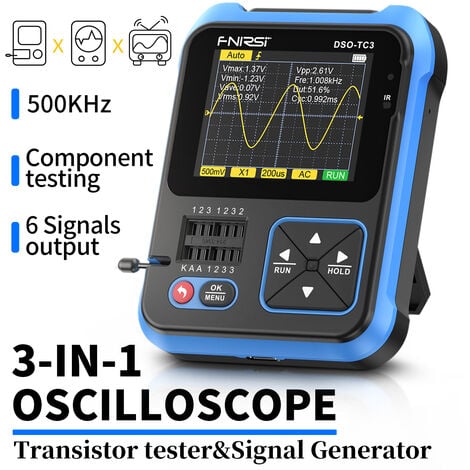 MAEREX FNIRSI DSO-TC3 Oscilloscope Numérique Testeur De Transistor Fonction Générateur De Signal 3 en 1 Multifonction Testeur De Composants Électroniques ZebraA