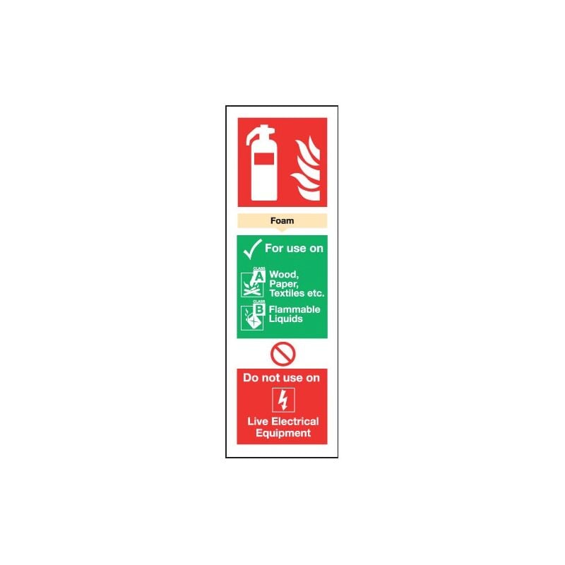 Foam Fire Extinguisher Rigid PVC Sign - 100 X 300MM - Sitesafe