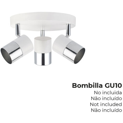 Foco 3 elementos modelo moon gu-10 (bombilla no incluida) color cromo+blanco hueso ø 20 x 12,6 cm