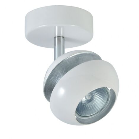 Foco beethoven 1xgu10 blanco/plata 14x13x8,5 cm