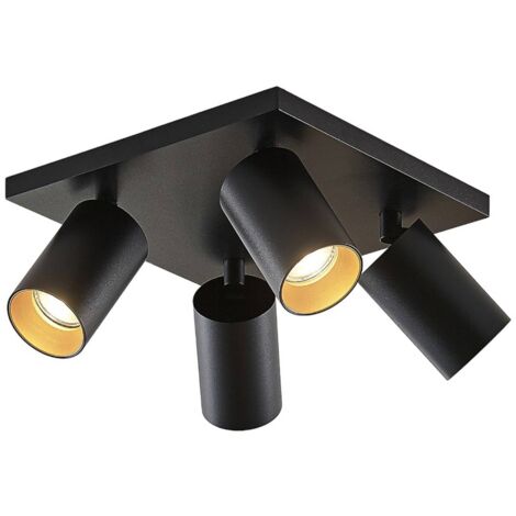 Foco Brinja, GU10, negro, 4 luces