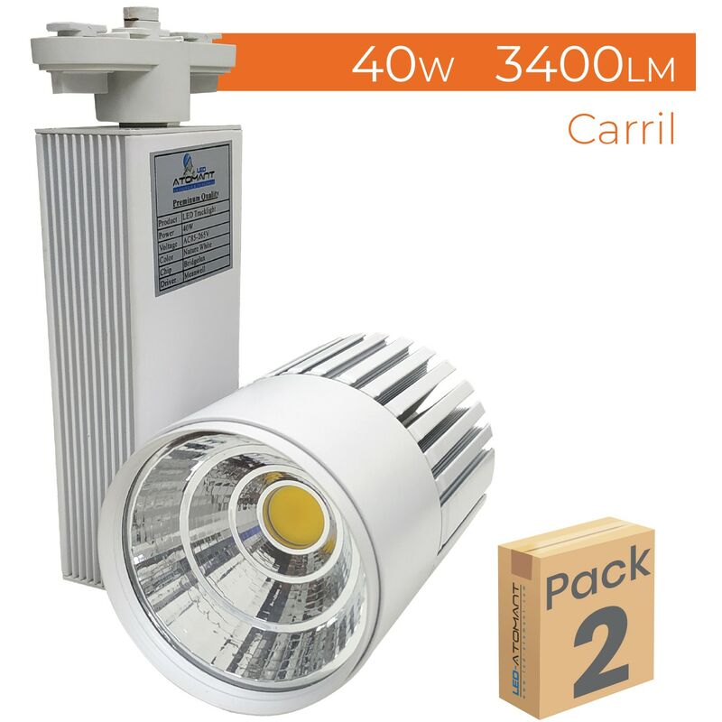 

Led Atomant Sl - Foco Carril LED Monofásico 40W 3400LM Track Light | Blanco Neutro 4500K - Pack 2 Uds. - Blanco Neutro 4500K