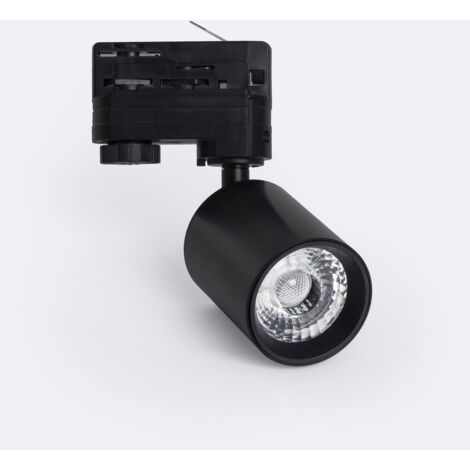 Foco Carril LED Trifásico 10W Regulable Mallet Negro 3000K Blanco Cálido