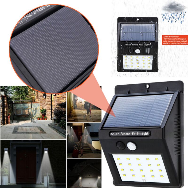 Foco De 25 Led Con Panel Solar Recargable Sensor De Movimiento Externo