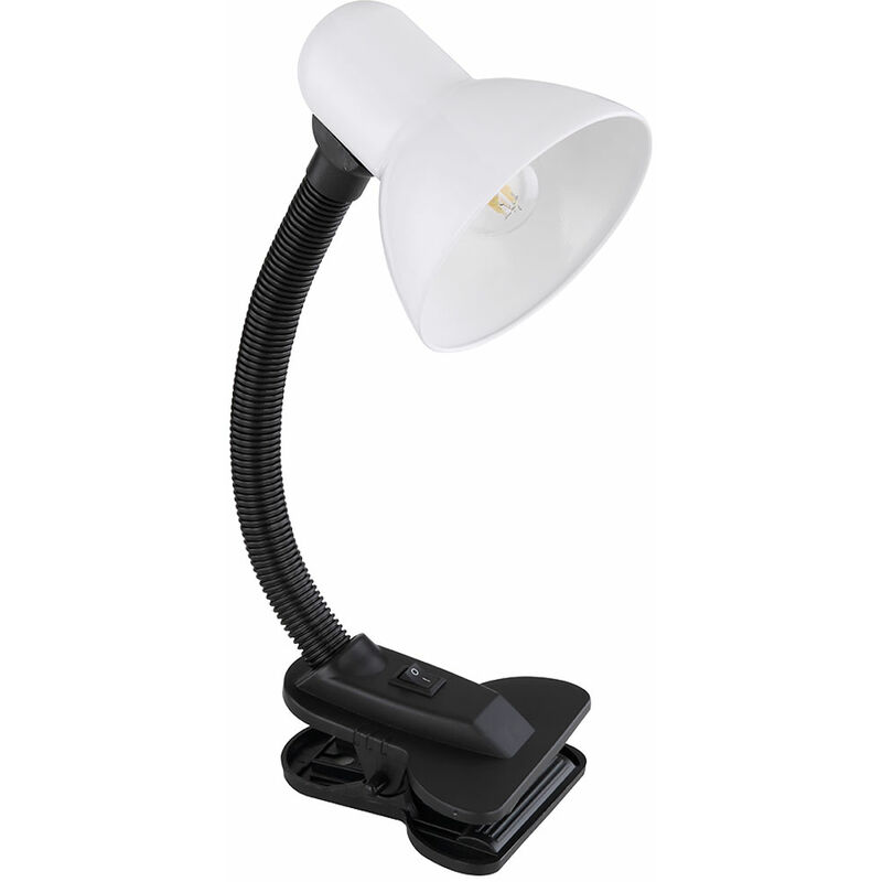 

Foco de abrazadera de mesa, lámpara de mesa, lámpara de escritorio, brazo flexible, ajustable, metal, negro, blanco, enchufe E27, cable de conexión,