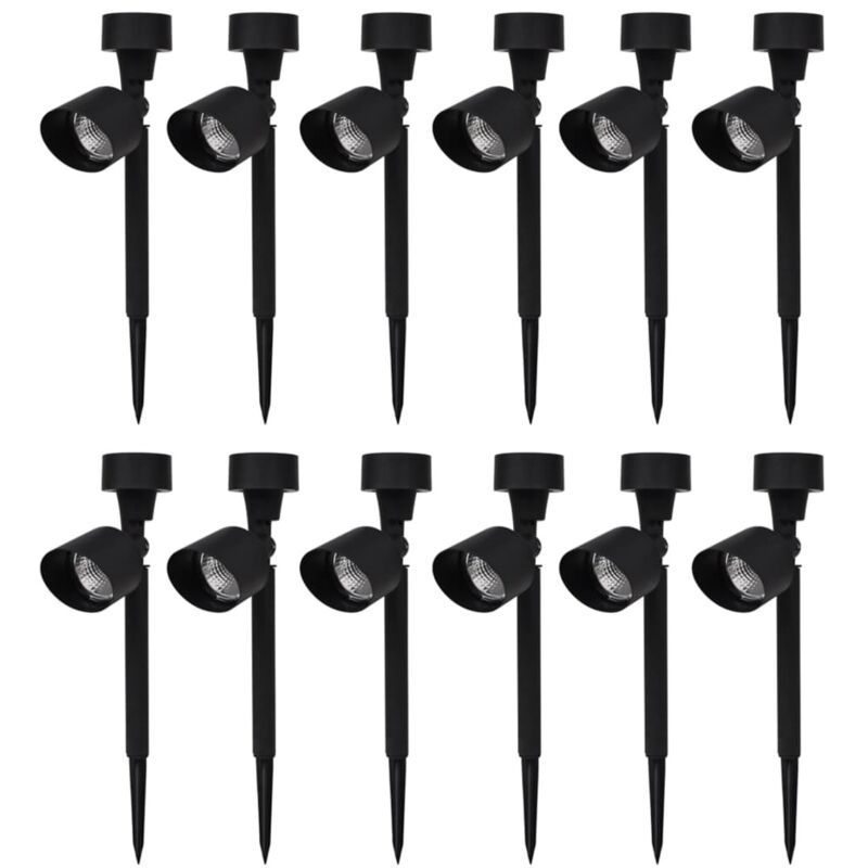 

Estaca de jardín solar, con LED, 12 unidades, 6.4 x 21 cm, negras - Negro