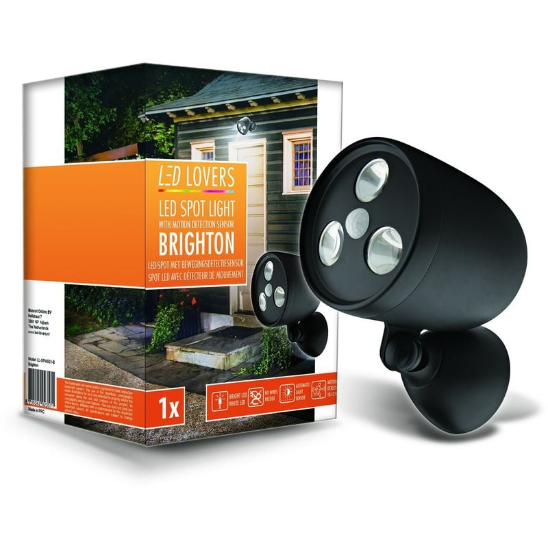 

Foco de Luz LED Con Sensor de Movimiento, color Negro, 120 x 98 x 178 mm