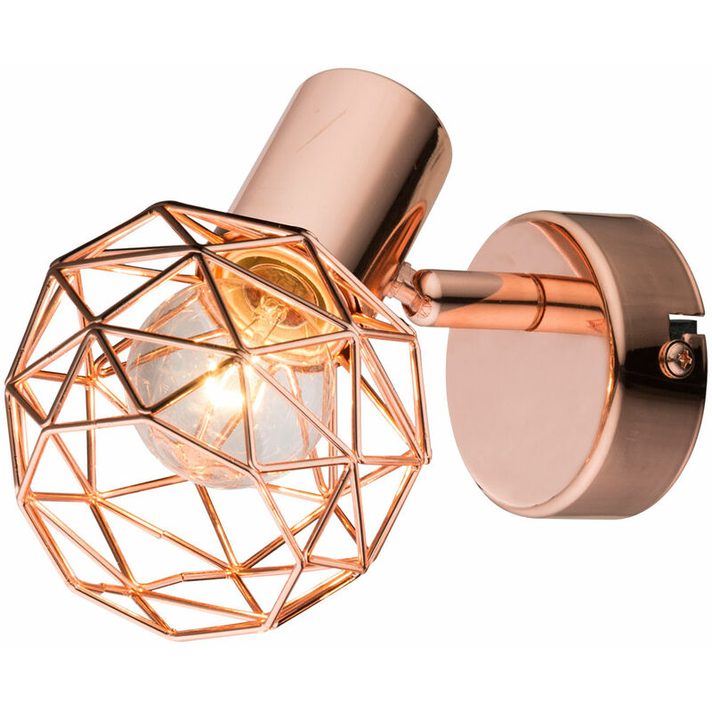 

Foco de pared que ilumina la sala de estar con lámpara trenzada de bolas de cobre en un juego que incluye lámparas LED