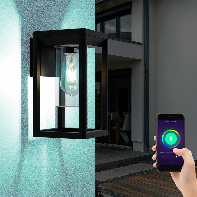 

Foco de pared exterior LED RGB inteligente Lámpara ALU Iluminación de marco de jardín Aplicación de voz controlable a través de teléfono móvil
